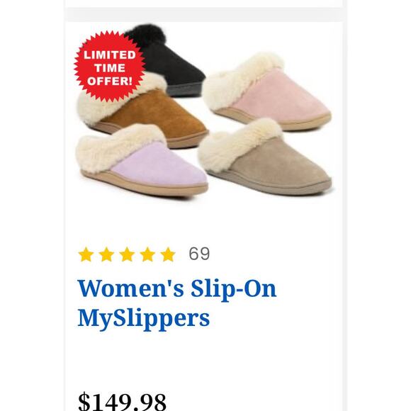 My Slippers Women's Slip-On Pink and Cream Suede Comfort Slippers Size 7 - Picture 4 of 11